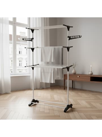 NUXIO Vertikaler Wäscheständer mit Platz für Kleiderbügel, ALTO in Weiß, 57 x 160 cm