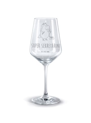 Mr. & Mrs. Panda Glas mit Gravur Einhorn Sekretärin mit Spruch in Transparent