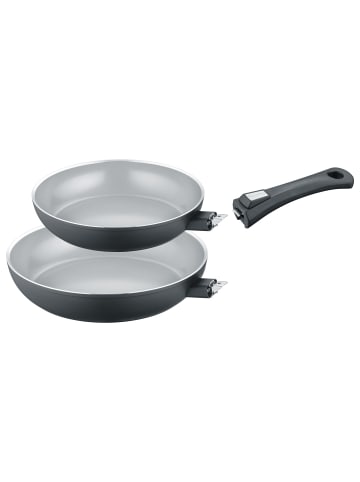 Berndes 2-tlg. Pfannen-Set 24+28 cm, abn. Stiel, Aluminium - b.perfect in schwarz