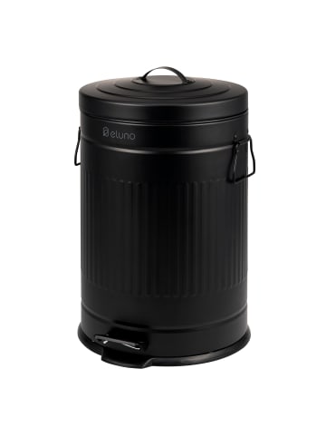 eluno Abfalleimer VINTAGE, Treteimer, 20 Liter Fassungsvermögen aus schwarzem Metall