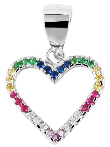 Adeliás Damen Anhänger – Herz Herzanhänger aus 925 Silber mit Zirkonia in silber