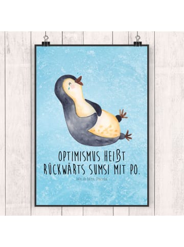 Mr. & Mrs. Panda wanddeko Pinguin Lachen mit Spruch in Eisblau