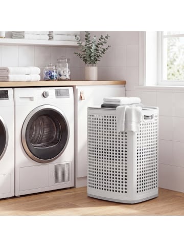 SONGMICS Wäschekorb Dennys in Weiß-Grau - (B)33 x (H)57 x (T)42.5 cm