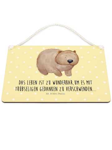 Mr. & Mrs. Panda Schild Wombat mit Spruch in Gelb Pastell