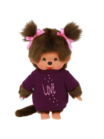 Monchhichi Mädchen im lila Kleidchen | 20 cm | Monchhichi Puppe | zwei Zöpfchen