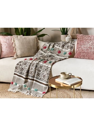 Beliani Kuscheldecke CHINSURAH in Braun/Grün/Beige - (W) 130 x (H) 1 x (L) 180 cm