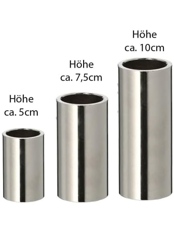 Novaliv Novaliv 2er-Set Stabkerzenhalter Silber 2,5x5cm mit LED-Kerzen batteri in Silber