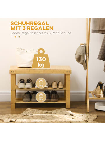 HOMCOM Schuhbank-50L x 28B x 45H cm-Naturholz