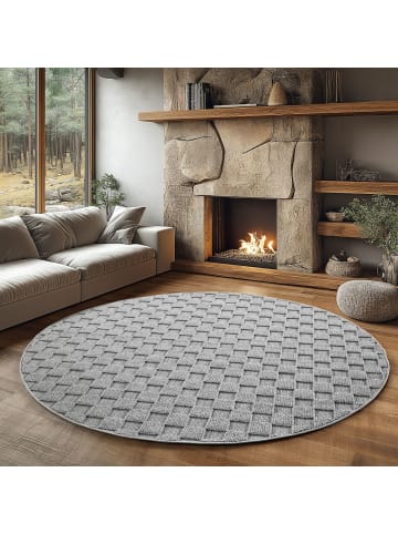 Teppich Boss Kurzflor Teppich Helix 2203, rund - Silber
