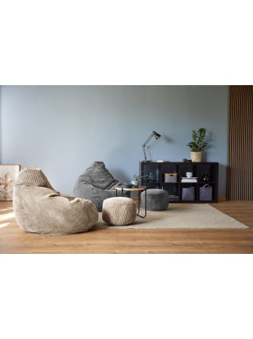 Lumaland Sitzsack-Hocker Pouf rund Cord 50l beige Braun