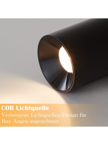 ZMH Deckenleuchte LED 1-flammige zylinder in schwarz 7W Warmweiß Deckenspot L 5.5cm