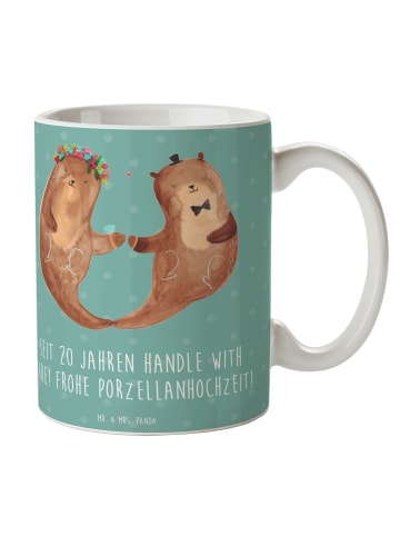 Mr. & Mrs. Panda Kaffeetasse 20. Hochzeitstag Porzellanhochzeit ... in Meeresbrise