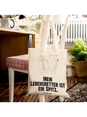 Mr. & Mrs. Panda Tote Bag Spitz Lebensretter mit Spruch in Creme