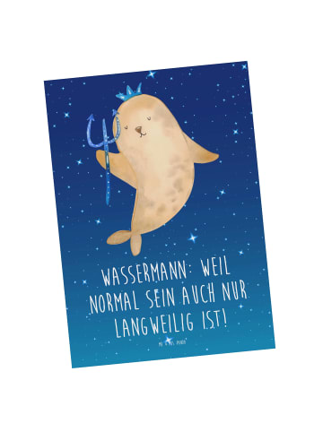 Mr. & Mrs. Panda Wanddeko Wassermann Unikat mit Spruch in Sternenhimmel Blau