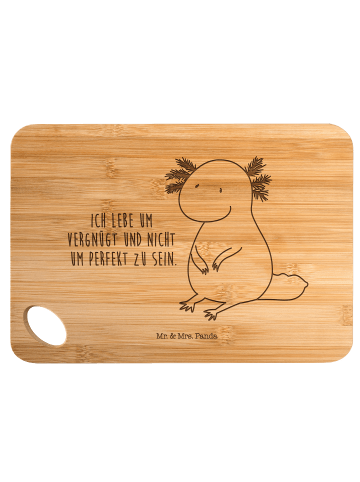Mr. & Mrs. Panda Bambus - Schneidebrett Axolotl null mit Spruch in Braun