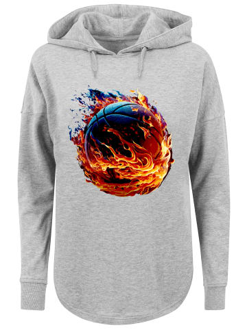 F4NT4STIC Oversized Hoodie Basketball On Fire Sport OVERSIZE HOODIE in grau