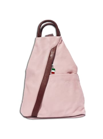 Florence Florence Cityrucksack, Schultertasche Leder rosa, braun ca. 26cm breit