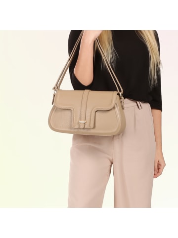 Toscanto Leder Schultertasche Toscanto Tasche taupe, beige ca. 33cm