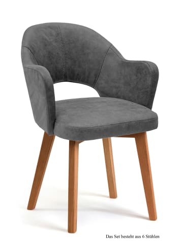 58 aufm Kessel ARMLEHNSTUHL (6er-Set) Darsie 59x87x61 Eiche geölt/Grau