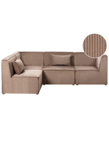Beliani 4-tlg Modulsofa LEMVIG in Beige rechtsseitig