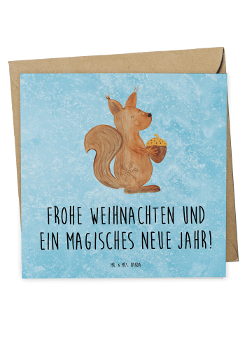 Glückwunschkarte Eichhörnchen Weihnachten mit S... in Eisblau