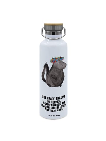 Mr. & Mrs. Panda Lustige Trinkflasche Stinktier mit Spruch in Weiß