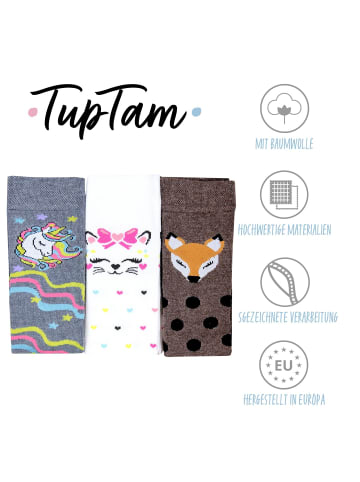 TupTam Mädchen Knielange Socken Gemustert 3er Pack in braun/grau