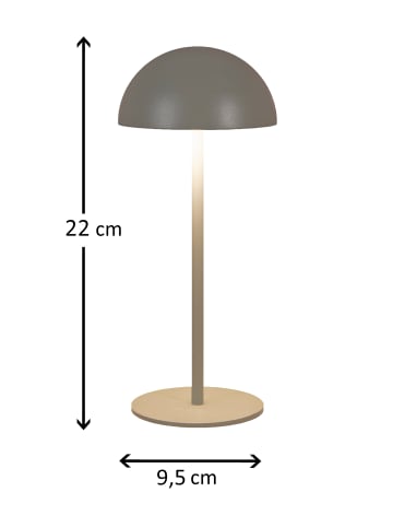 Coen Bakker LED Tischlampe dimmbar Innen & Außen 22x9,5cm Rund in Taupe