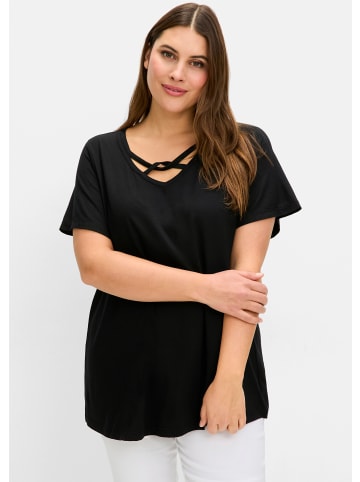 sheego Fledermausshirt in schwarz