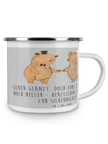 Mr. & Mrs. Panda Emaille Tasse 25. Hochzeitstag Silberne Hochzei... in Heather Grey