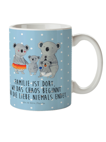 Mr. & Mrs. Panda Pott Koala Familie mit Spruch in Blau Pastell