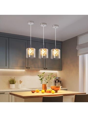 ZMH Pendelleuchte 1-flammige G9 in silber Kristall L12cm x H140cm