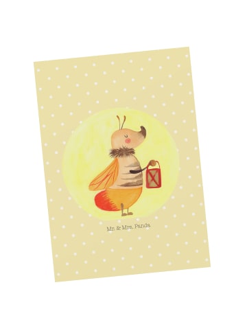 Mr. & Mrs. Panda Postkarte Glühwürmchen ohne Spruch in Gelb Pastell