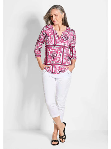 GOLDNER Kurzgröße:  Jerseybluse Bluse mit Muster, Halbarm in pink / gemustert