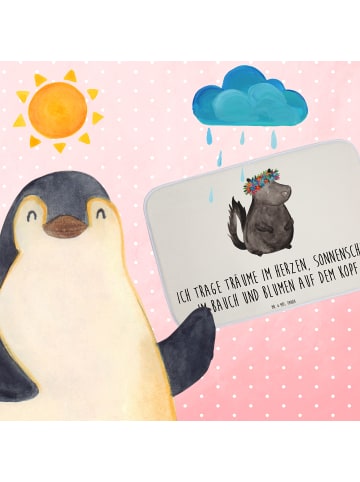 Mr. & Mrs. Panda Badezimmerteppich Stinktier mit Spruch in Weiß