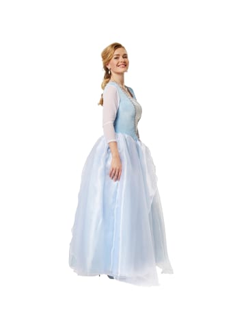 tectake Ballkleid aus glänzendem Stoff, blau/weiß
