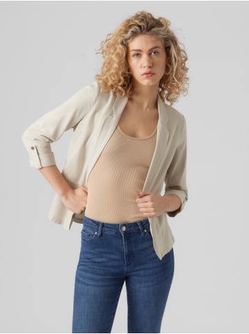 Vero Moda Legeres Blazer Jackett mit Dreiviertel Arm Leichter Sakko in Beige-2