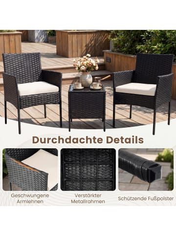 COSTWAY 3 tlg. Polyrattan Gartenmöbel Set in Beige