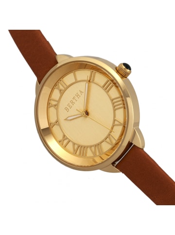 Bertha Madison Sunray Zifferblatt Lederarmbanduhr in Camel/Gold