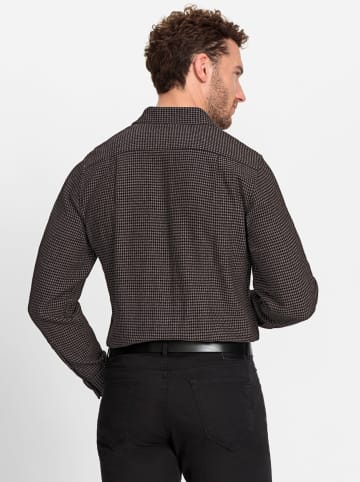 WITT WEIDEN Flanellhemd in dunkeltaupe-schwarz-gemustert