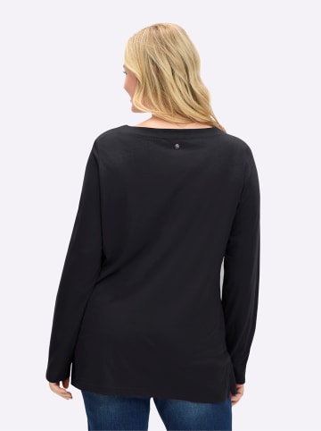 sheego Langarm-Shirt in schwarz-silberfarben-bedruckt