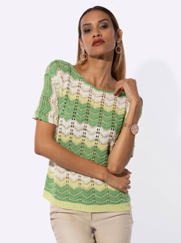 creation L Ajourpullover in apfel-pistazie-gemustert