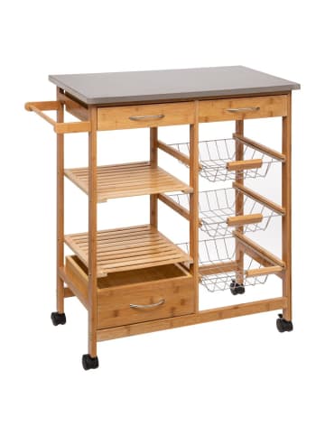 5five Simply Smart Küchenwagen mit Rollen in Braun, (B) 76 x (H) 86 x (L) 37 cm