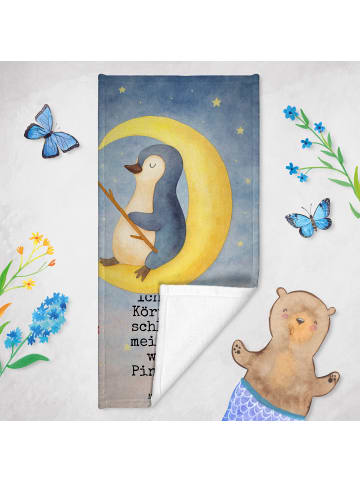 Mr. & Mrs. Panda Handtuch Pinguin Mond Design mit Spruch in Eisblau