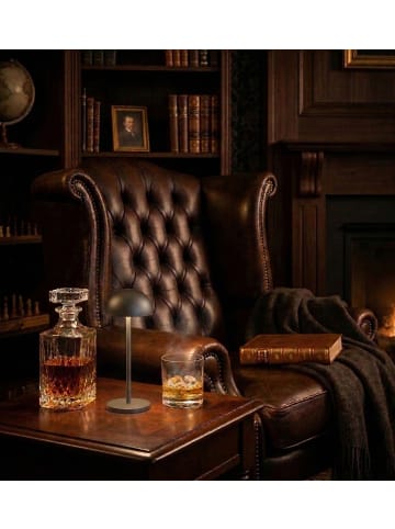 Coen Bakker LED Tischlampe dimmbar Innen & Außen 22x9,5cm Rund in Taupe