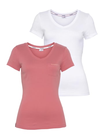 Kangaroos V-Shirt in pink-weiß
