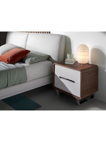 Lula Natura Nachttisch 7107 in Walnuss / Weiß / Stahl – (B)55 x (H)39 x (T)49 cm