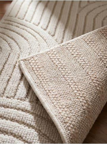 KADIMA DESIGN Flachgewebe-Teppich Hoch-Tief Bögen 3D Relief Pflegeleicht in Creme