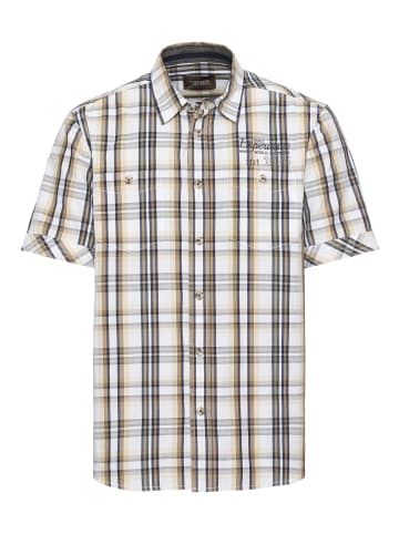 Man's World Kurzarmhemd in beige -weiss-dunkelblau