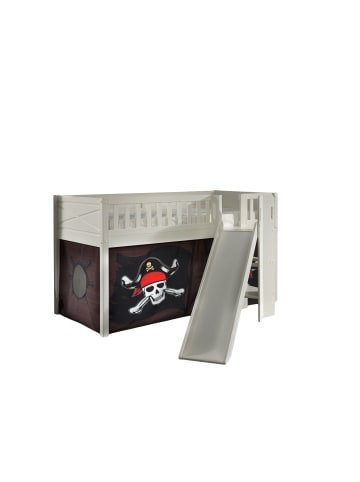58 aufm Kessel KINDERBETT mit Rutsche Karyl Holz Weiß Textilset Caribian Pirate